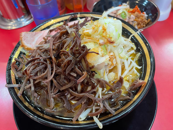 「野菜ラーメン＋きくらげ＋半賄い飯」@家系ラーメン とらきち家の写真