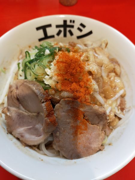 「汁無しラーメン」@ラーメン エボシ 都通本店の写真