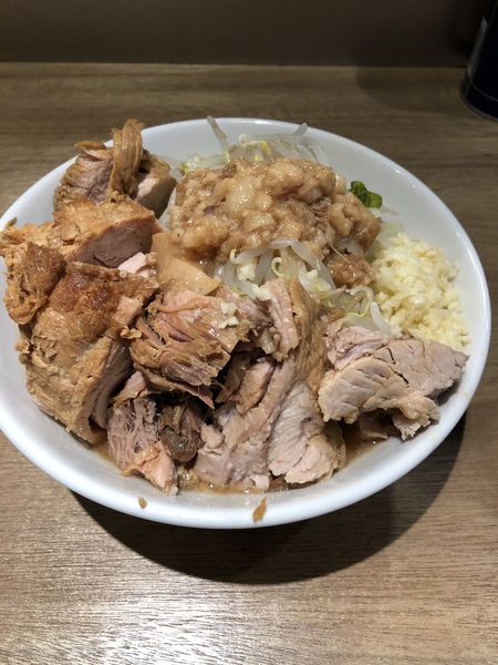 「ラーメン(少なめ)、肉増し、ヤサイ、ニンニク、アブラ」@MEN YARD FIGHTの写真