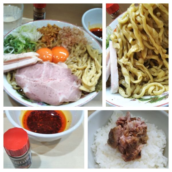 「地鶏と濃い玉のまぜそば+特盛+ライス」@手揉み中華そば 中村の写真