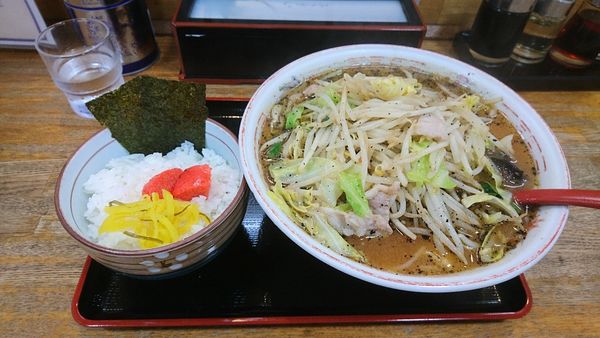 「からしタンメン850円+明太子ごはん300円」@白河手打ラーメン かづ枝の写真