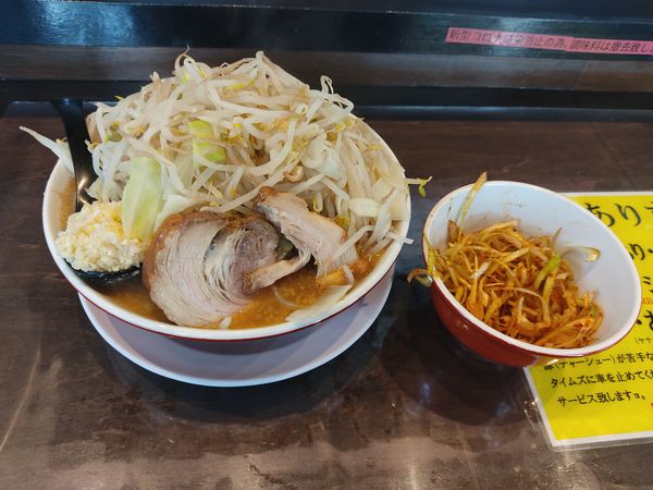 「ラーメン中盛　辛ネギ　駐車券サービス味玉」@らーめん男盛の写真