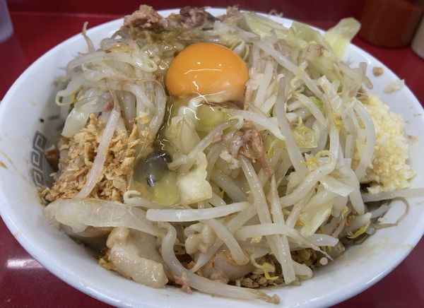「小ラーメン　汁なし　ニンニク、ヤサイ、アブラ」@ラーメン二郎 越谷店の写真