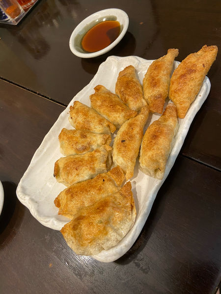 「福島名物円盤餃子半皿」@餃子の照井 福島駅東口店の写真