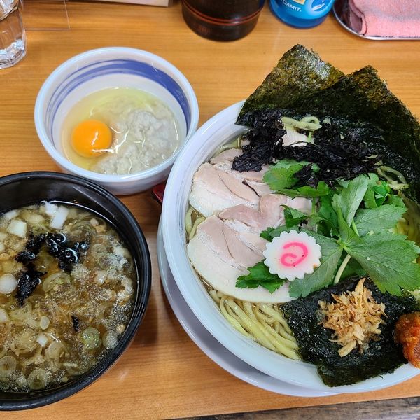 「焼きアゴ煮干と帆立の出汁つけそば　温塩」@中華そば 半ざわの写真