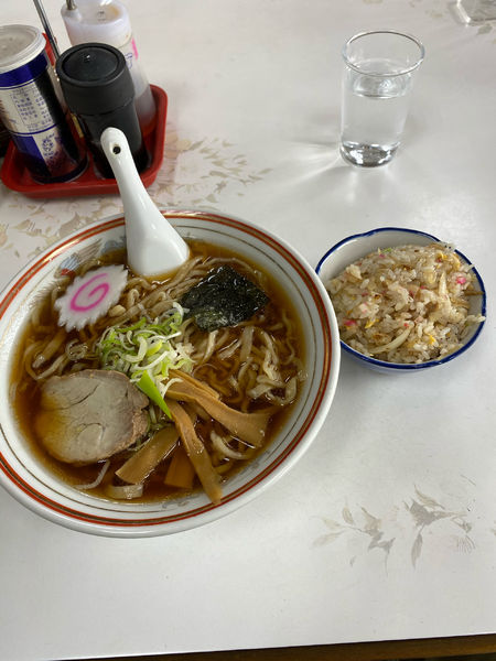 「はんちゃんラーメンAセット850円」@万福の写真
