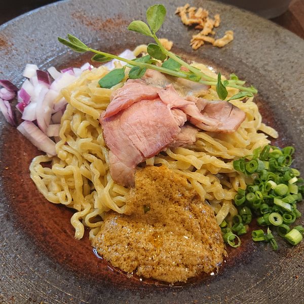 「替玉③(赤雲丹ソース)400円」@論露に不二の写真