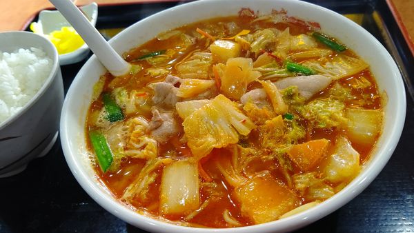 「スタミナラーメンセット小(ライス＋唐揚げ）９８０円」@天理スタミナラーメン 本店の写真