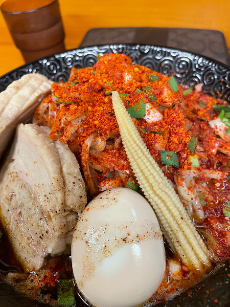 「蠍特製ラーメン　辛さ・痺れ・もやし増し」@Japanese soba Noodles 蠍の写真