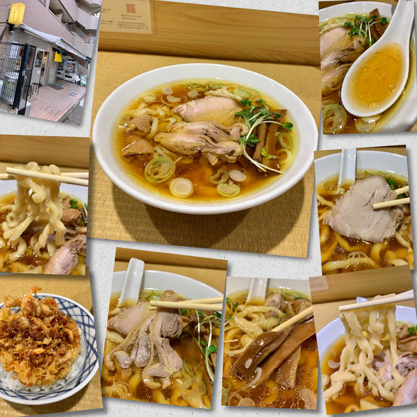 「親鶏中華そば（極太麺）820円＋かき揚げ小丼」@手打 親鶏中華そば 綾川の写真