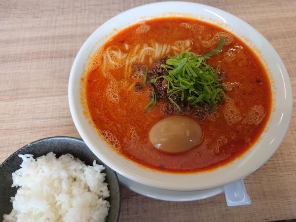 「担担麺 煮玉子1030円＋小ライス100円」@麺庵ちとせの写真