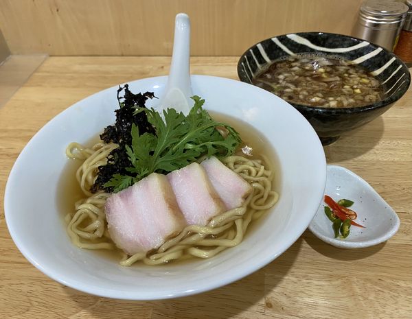 「限定(終了)・蟹出汁味噌つけそば(並¥900) ＆冷酒」@中華そば You Leeの写真