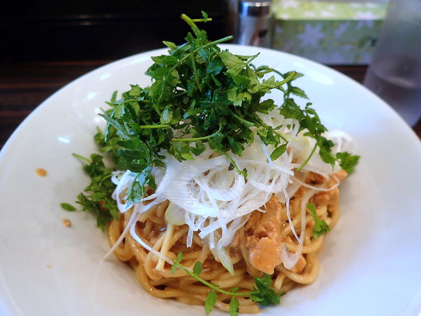 「【期間限定】あん肝の和えそば・木の芽トッピング」@稲荷屋の写真
