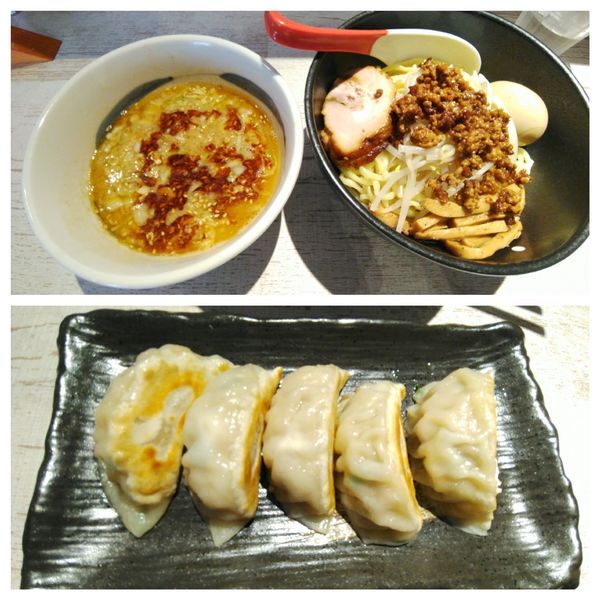 「味噌つけ麺＋味玉＋辛痺粉＋焼餃子」@麺屋 誉の写真
