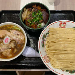 つけそば、豚足、チャーシュー丼