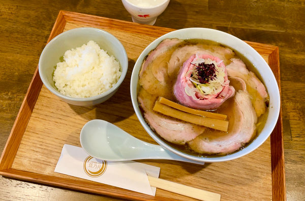「月光肉そば & 白飯小」@自家製麺と定食 弦乃月の写真