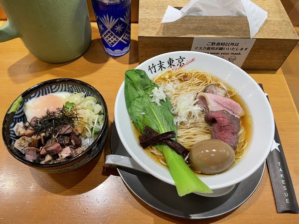 「味玉醤油蕎麦、肉玉飯」@竹末東京プレミアムの写真