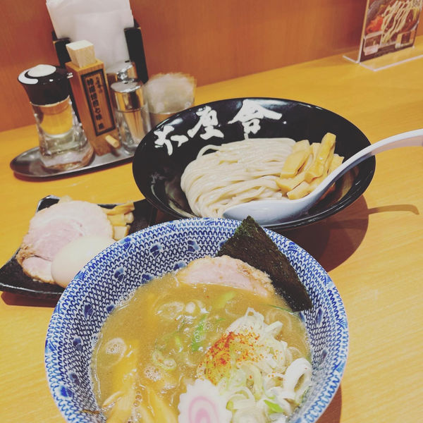 「朝つけ麺（麺半分メンマに変更）＋3種盛り」@六厘舎の写真