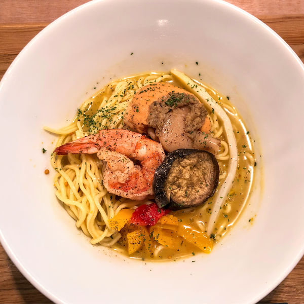 「ペスカトーレ冷製1300円」@伊太そば 豚骨イタリアンラーメンの写真