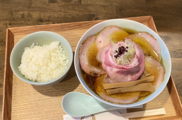 「ブレンド肉そば&白飯小」@自家製麺と定食 弦乃月の写真
