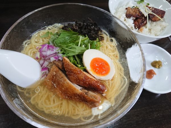 「冷やし＋ミニチャーシュー丼」@ラーメン晃煇の写真