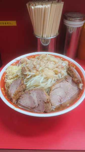 「大豚  カタカタ  野菜  ニンニク  油」@ラーメン二郎 上野毛店の写真