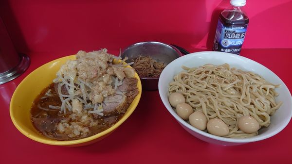 「小少なめ、つけ麺、うずら、豚ほぐし」@ラーメン二郎 茨城守谷店の写真