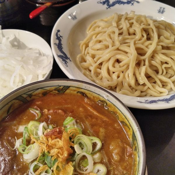 「【限定】牛すじカレーつけ麺 ￥880・玉ねぎ ￥100」@麺家 うえだの写真