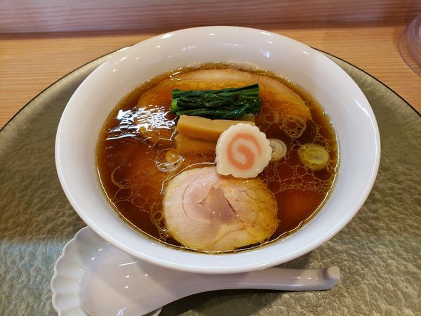 「深緑黒出汁（もろみポーク増し」@中華そば 深緑の写真