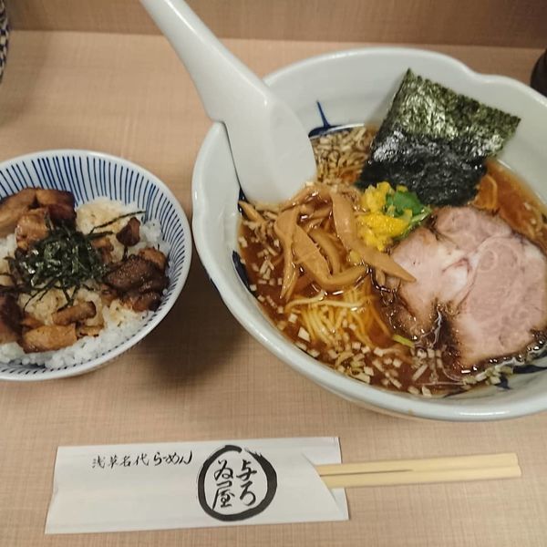 「和風醤油ラーメン＋チャーシューご飯」@与ろゐ屋の写真