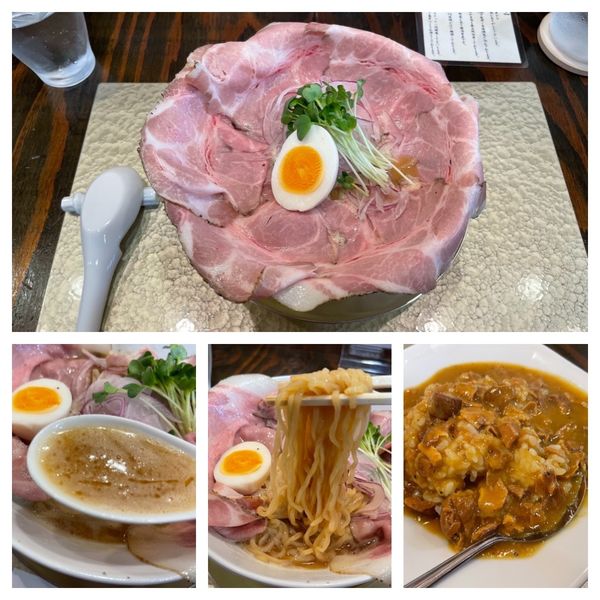 「鶏そばちゃーしゅう 1180円・賄いミニカレー  120円」@鶏そば縁道の写真