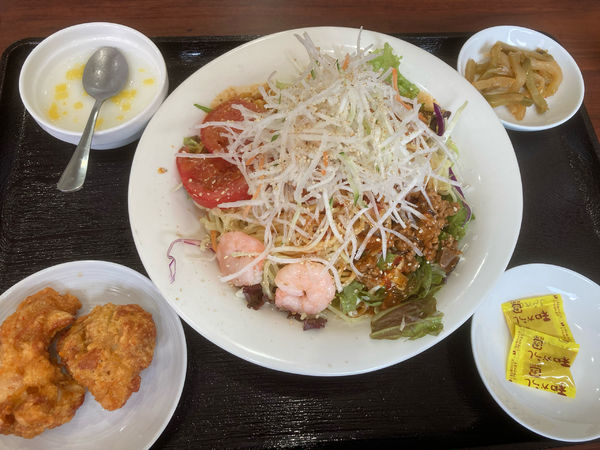 「冷やし坦々麺(ランチセット)¥880」@中華菜館 林海餃子酒場の写真