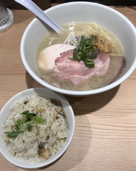 「中華そば 塩 ¥850 & あさりの混ぜご飯(小) ¥150」@貝出汁中華そば くらむの写真