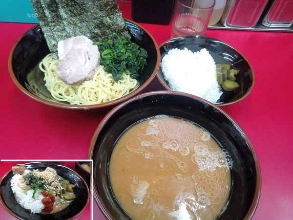「つけ麺並　６５０円　硬め濃いめ多め」@横浜ラーメン 武蔵家 北千住西口店の写真