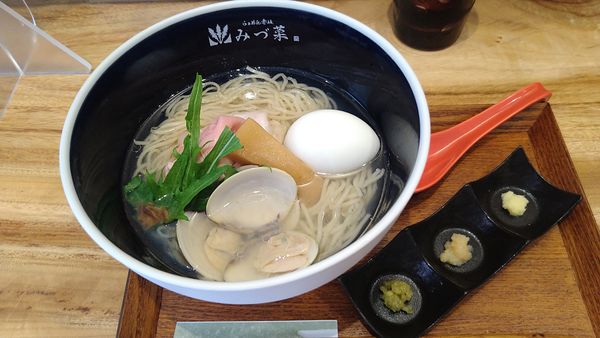 「【蛤×帆立】味玉塩らぁめん¥980-」@らぁめん 赤坂 みづ菜の写真