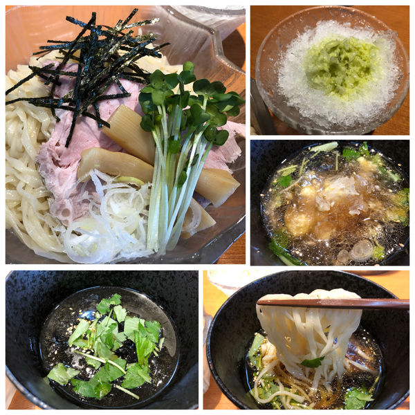 「【限定】元祖山葵カキ氷割付き 和風淡麗つけ麺 900円」@㐂九八 ～garage～の写真
