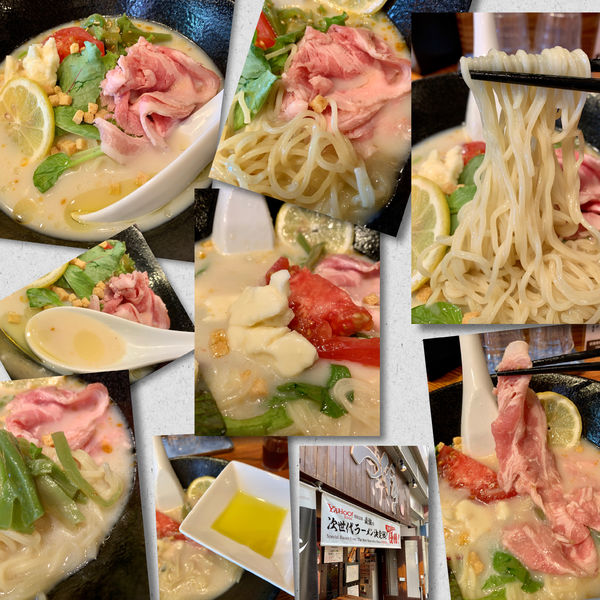 「【6月限定】豆乳と貝出汁の冷たい塩らぁめん～カプレーゼ仕立て」@らぁ麺屋 つなぎの写真