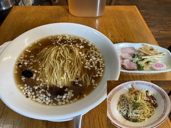 「はまぐり中華そば（醤油）850円＋にぼしのあえ麺280円」@麺酒処 ふくろうの写真