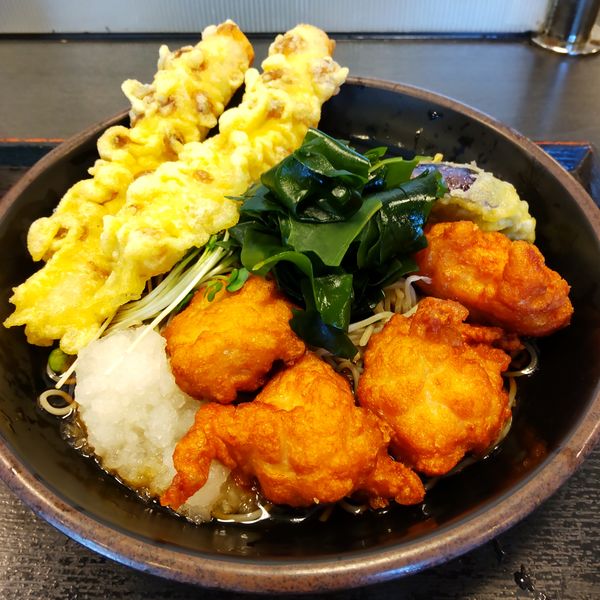 「【季節限定】冷唐揚げおろし（￥580）＋当店限定トッピング（」@ゆで太郎 久が原店の写真