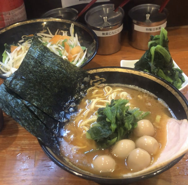 「ラーメン(うずら)、野菜畑、ほうれん草」@末廣家の写真