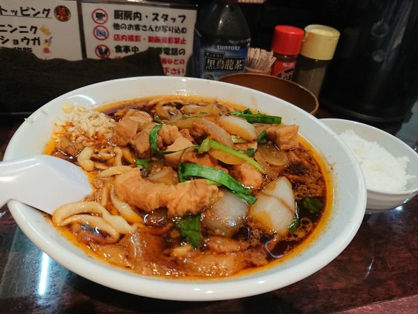 「スタ満ソバ＋ポン生玉＋小ライス」@元祖スタミナ満点らーめん すず鬼の写真