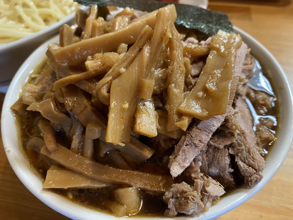 「つけメンマチャーシュー中＋辛味＋のり」@自家製中華そば としおかの写真