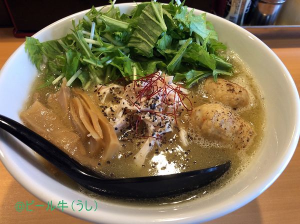 「鶏白湯そば(900円)大盛(開店１周年で無料)」@麺屋大むらの写真