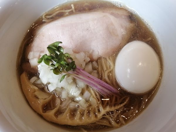 「いりこそば¥800＋煮玉子（クーポン）」@中華そば 麺壁九年 本店の写真