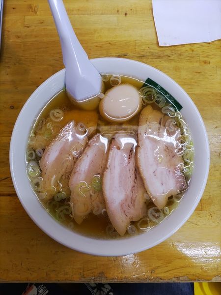 「とろチャーシューメン+味玉  ﾒﾝﾏ抜き」@ラーメン夢の屋の写真