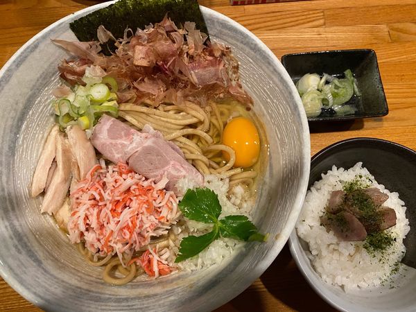 「限定:ズワイ蟹と鯵のまぜそば」@麺屋 ひな多の写真