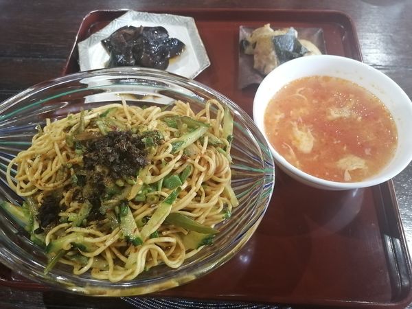「（限定）四川風麻辣拌麺ランチ膳¥1500＋杏仁豆腐¥300」@芳泉茶寮の写真