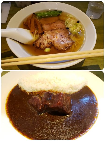 「焼豚そば+半カレー」@インディアン 池上店の写真
