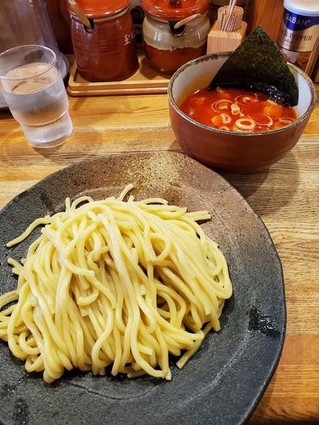 「辛味つけ麺(中)辛味MAX」@つけ麺屋 やすべえ 池袋店の写真