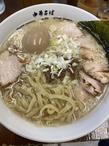 「肉そばこってり(平打麺)+味玉+ランチサービス肉飯」@中華そば 馥の写真